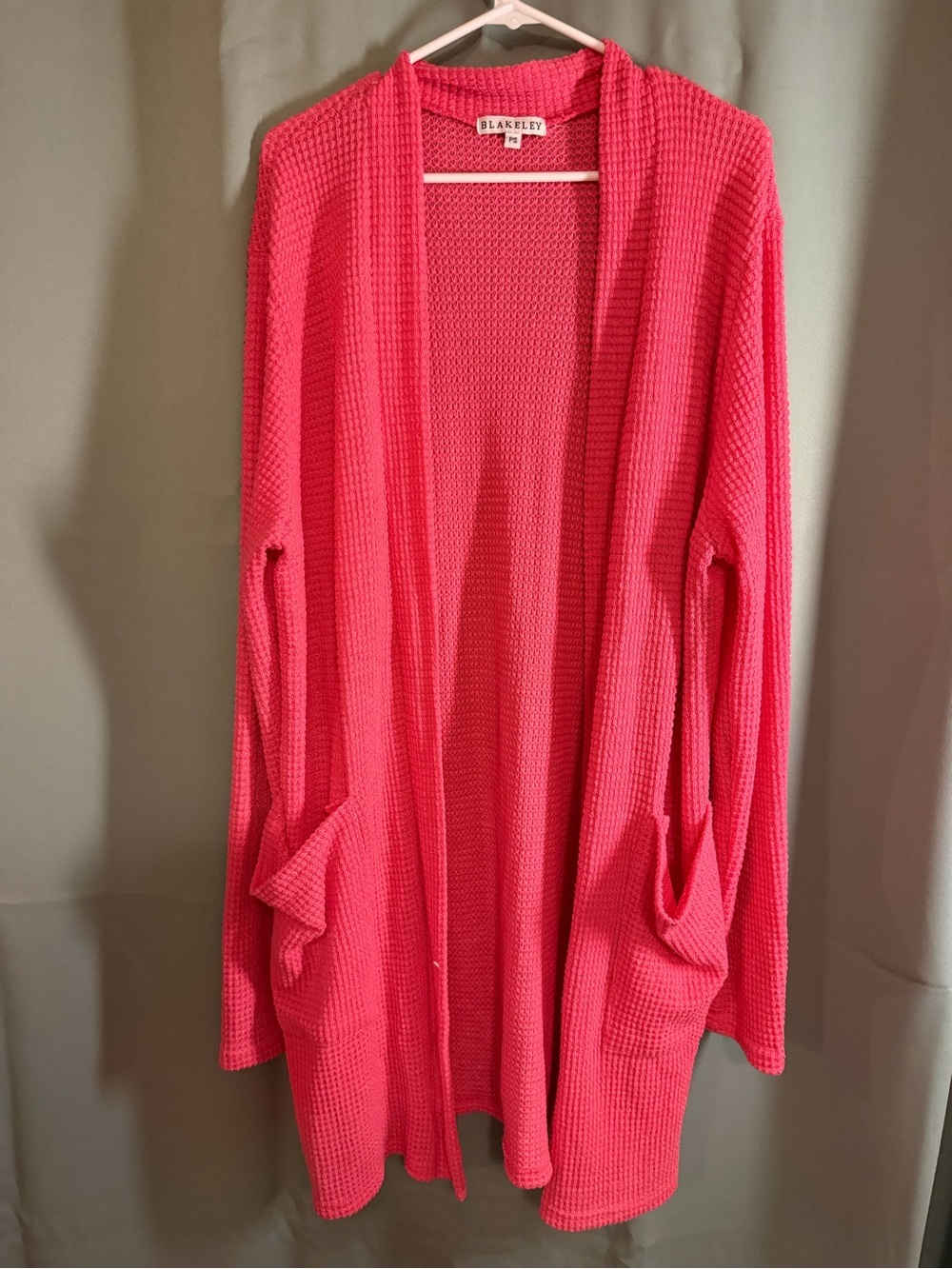 Blakely Open-Front Hot Pink Waffle Knit Cardigan